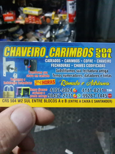 CARIMBOS, CHAVEIRO & RELOJOEIRO 504 sul 24hrs